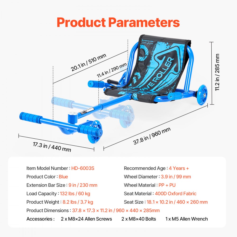 HD-6003S - Adjustable Wiggle Scooter 37.8-46.8" for Active Kids