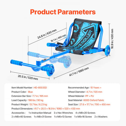 HD-6003SD - Adjustable Kids Ride-On Scooter with Steel Extension Bar