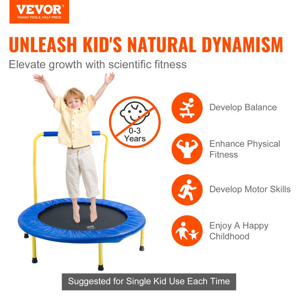 TX-B6232D-36 - Portable 3FT Kids Trampoline for Indoor & Outdoor Fun