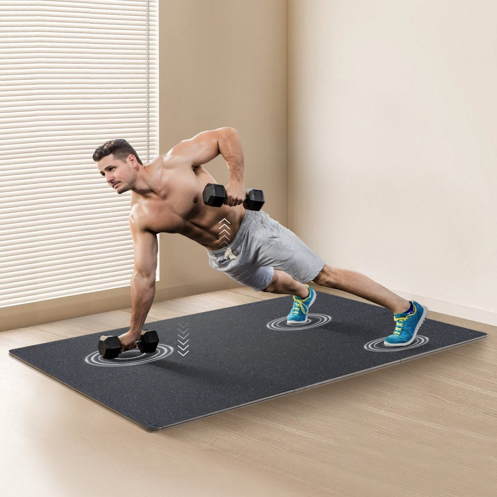 HRD-XJD6614-25B - 25 Interlocking Gym Mats, 0.56" Thick, Rubber & EVA Foam