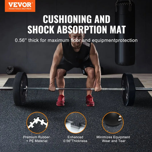 HRD-XJD6614-25W - 0.56" Thick Interlocking Rubber Gym Floor Mats, 25 Pieces