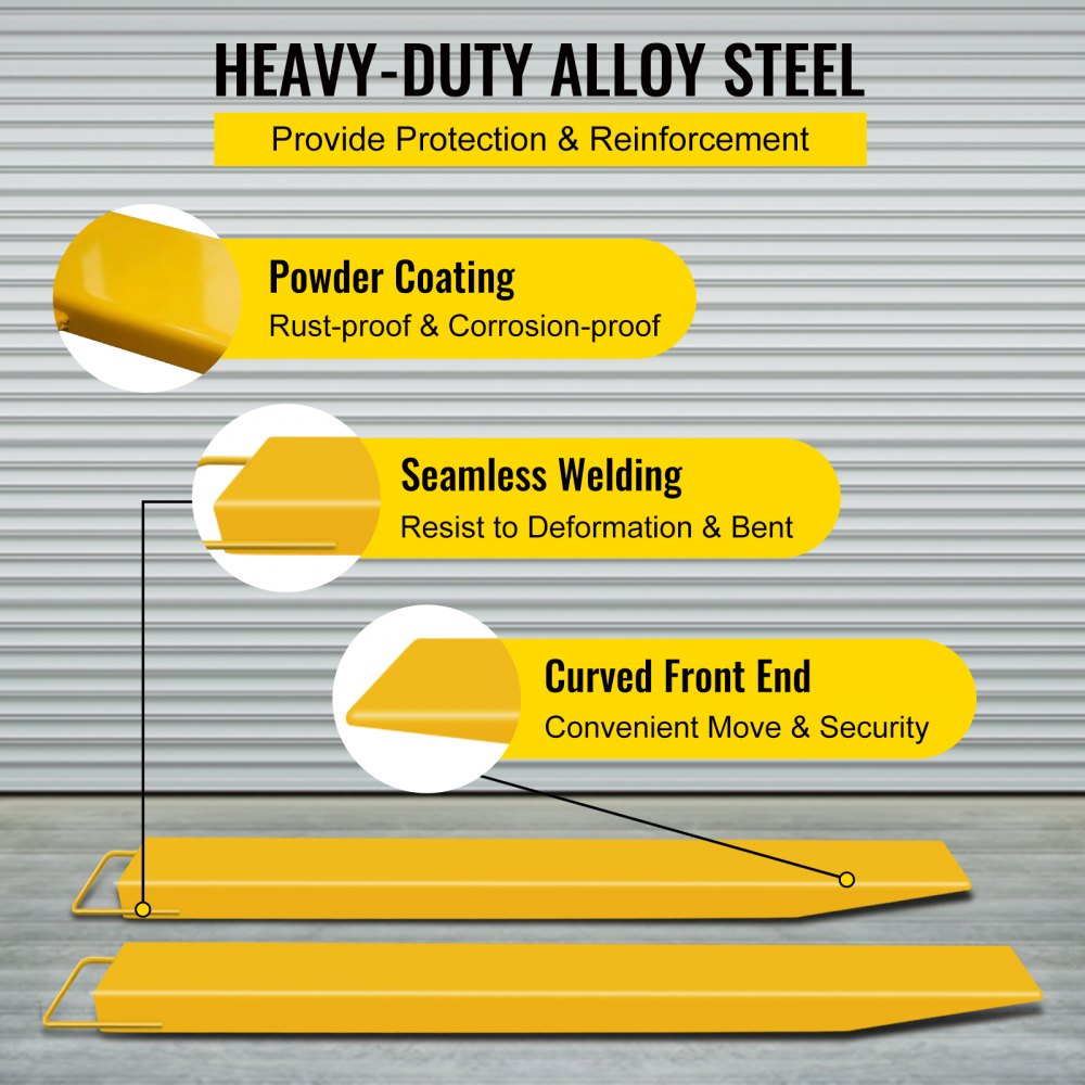 96 x 5.8" Fork Extension - Durable Alloy Steel Forks for Heavy Lifting