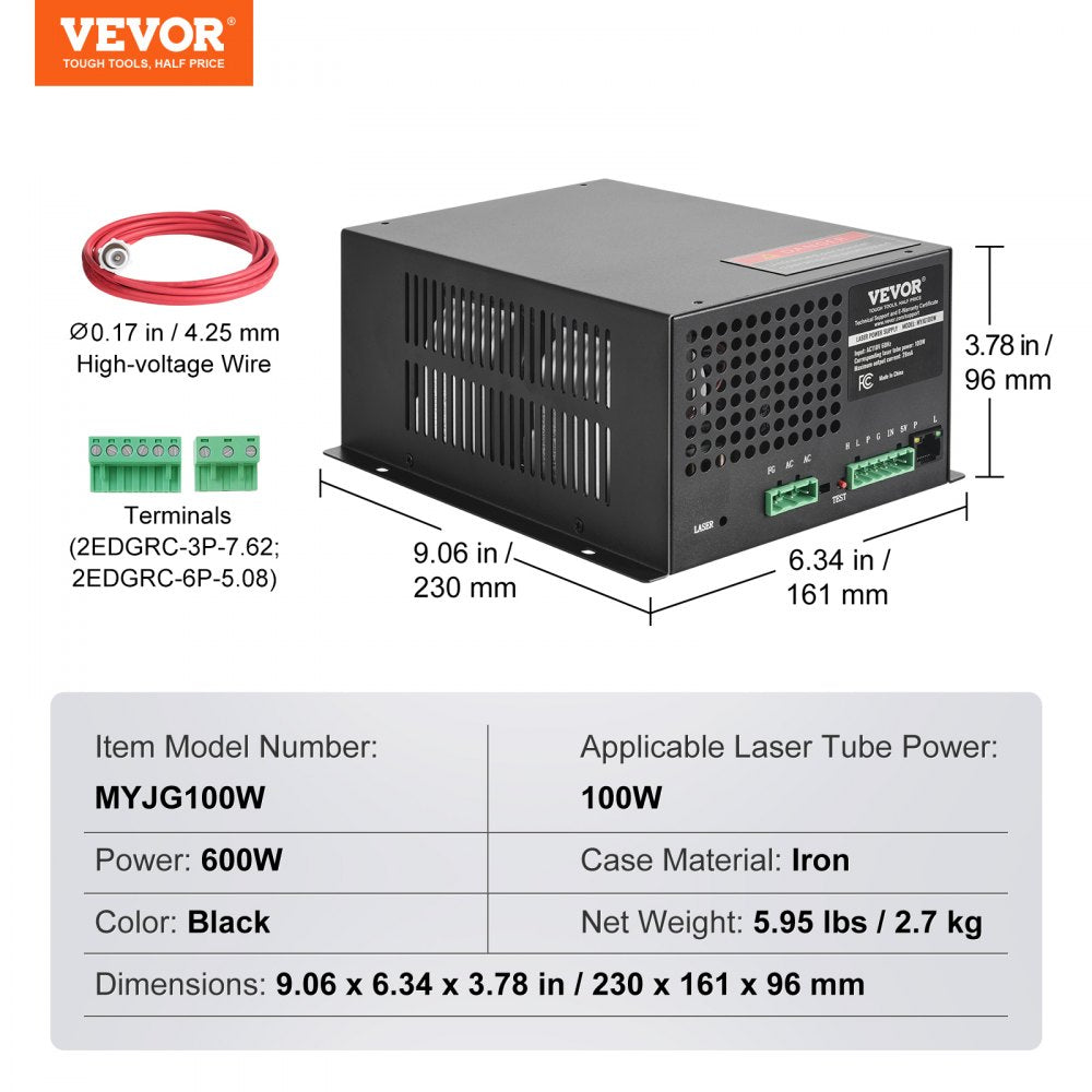 MYJG100W - High-Efficiency 100W Laser Power Supply with Cooling Fan