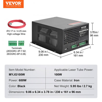 MYJG100W - High-Efficiency 100W Laser Power Supply with Cooling Fan
