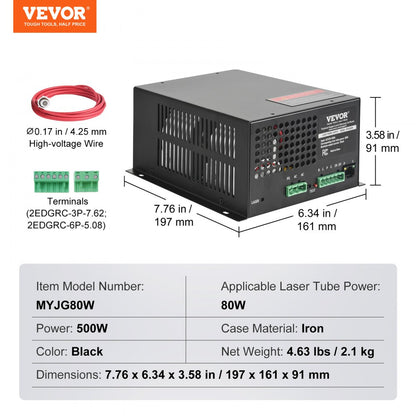 MYJG80W - 80W VEVOR Laser Power Supply with Safety Protections