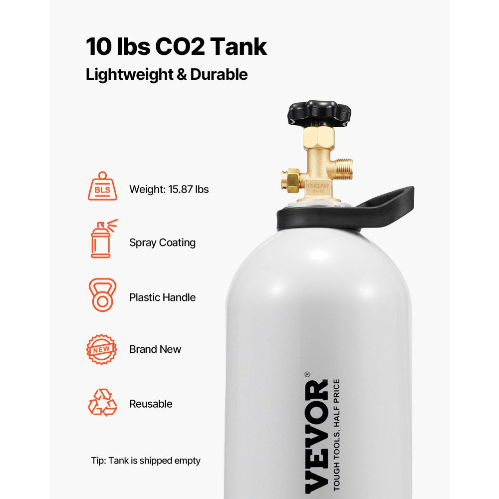 RY-175-3000-H-01 - 10 lbs Aluminum CO2 Tank with CGA320 Valve, DOT Approved