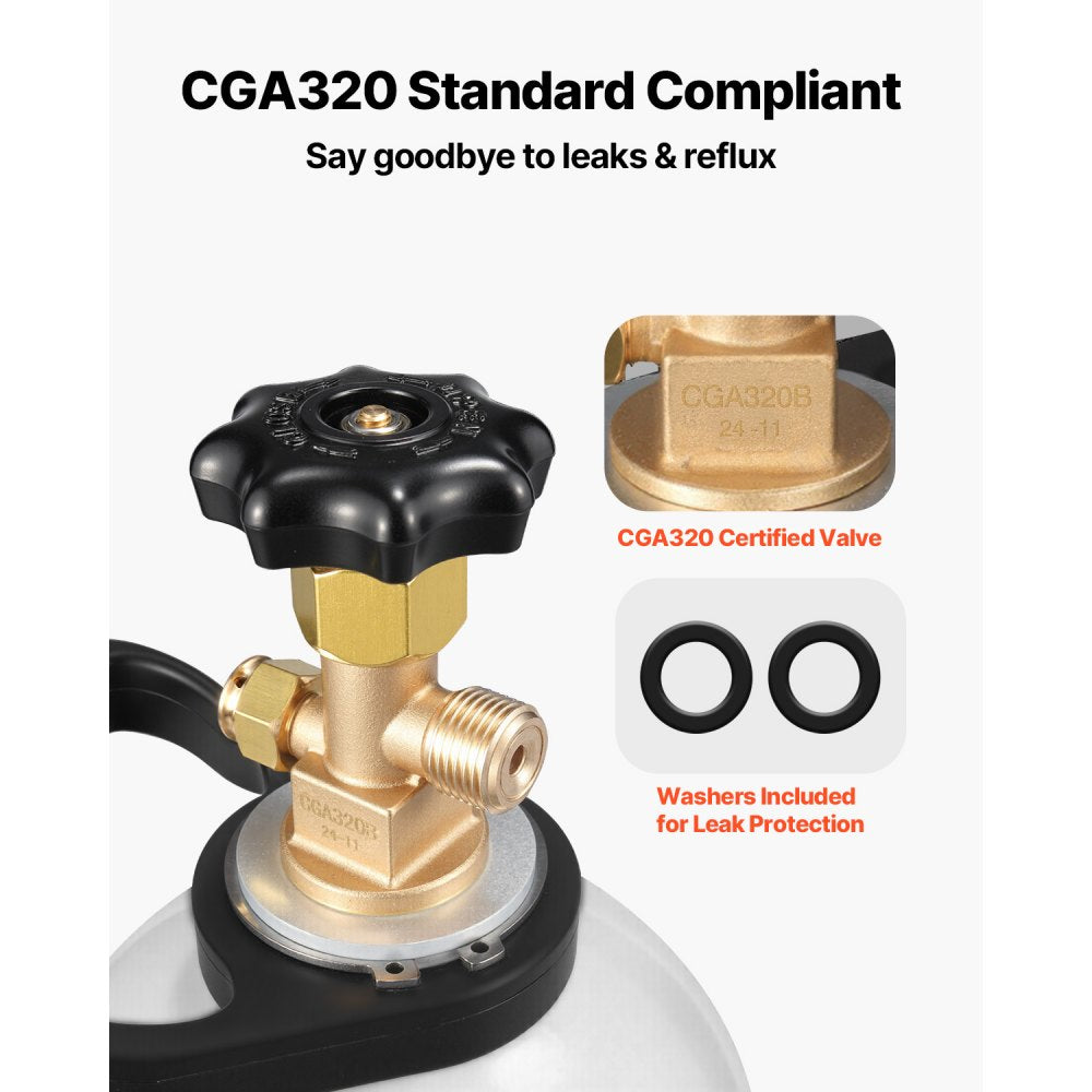 RY-175-3000-H-01 - 10 lbs Aluminum CO2 Tank with CGA320 Valve, DOT Approved