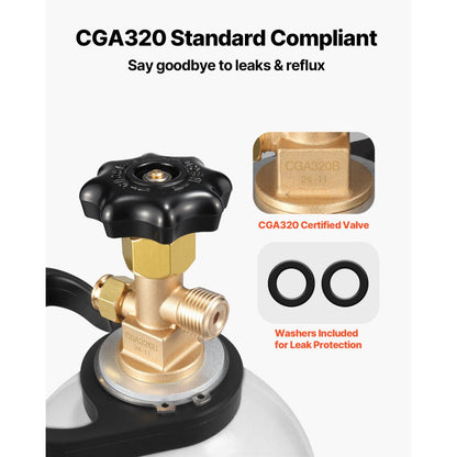 RY-175-3000-H-01 - 10 lbs Aluminum CO2 Tank with CGA320 Valve, DOT Approved