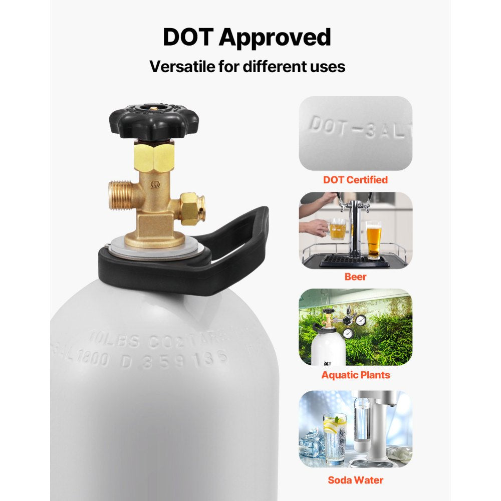 RY-175-3000-H-01 - 10 lbs Aluminum CO2 Tank with CGA320 Valve, DOT Approved