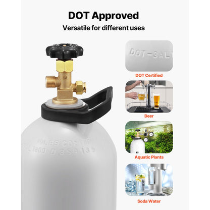 RY-175-3000-H-01 - 10 lbs Aluminum CO2 Tank with CGA320 Valve, DOT Approved