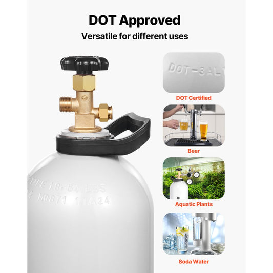 RY-175-3000-H-01 - 15 lbs Aluminum CO2 Tank with CGA320 Valve, DOT Approved