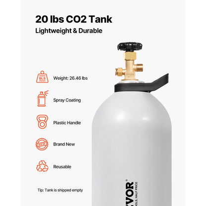 RY-203-3000-H-01 - 20 lbs Aluminum CO2 Cylinder with CGA320 Valve