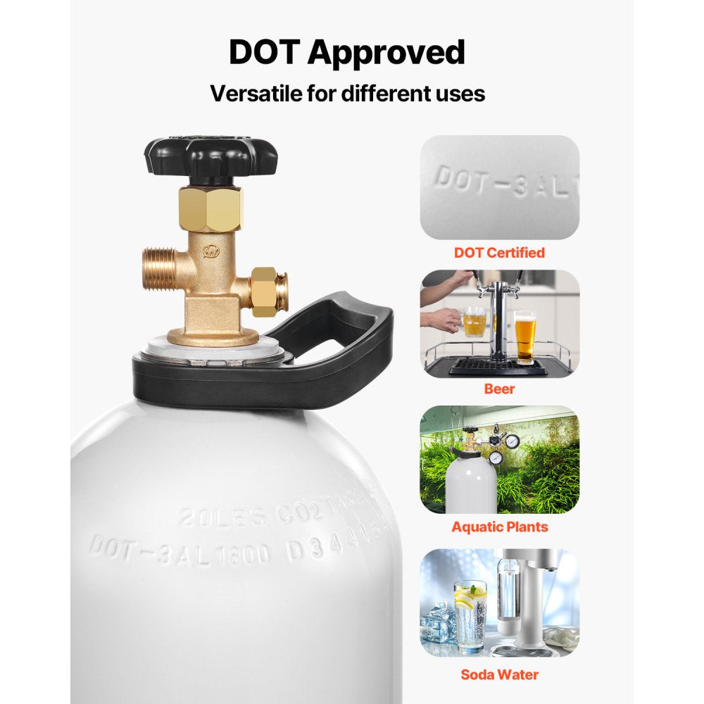 RY-203-3000-H-01 - 20 lbs Aluminum CO2 Cylinder with CGA320 Valve