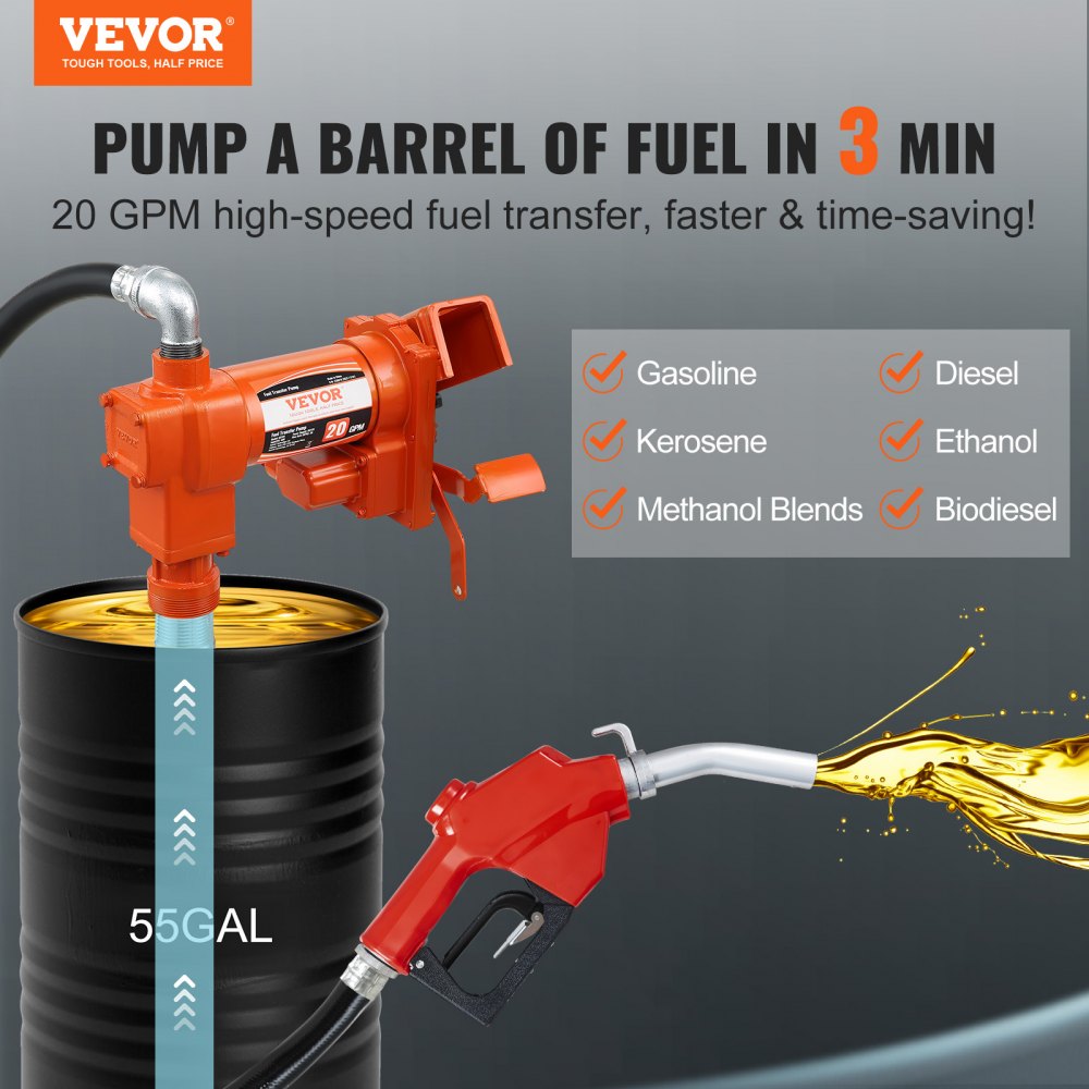 EX56A-12 - 12V Fuel Transfer Pump, 20 GPM, 3000 RPM Efficiency
