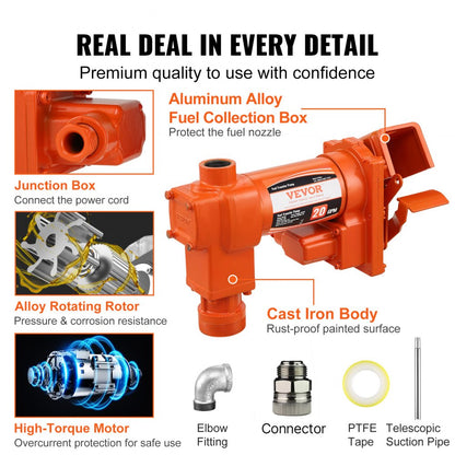 EX56A-12 - 12V Fuel Transfer Pump, 20 GPM, 3000 RPM Efficiency