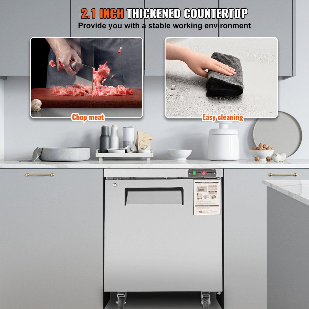 KTR-27B - 7.4 Cu. Ft Stainless Steel Undercounter Refrigerator with Worktop
