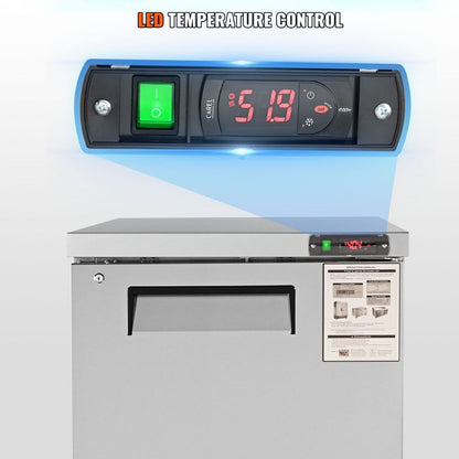 KTR-27B - 7.4 Cu. Ft Stainless Steel Undercounter Refrigerator with Worktop
