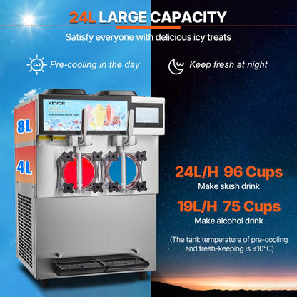 XN240C - 2x12L Commercial Slushy Machine with Touchscreen for Fast Service