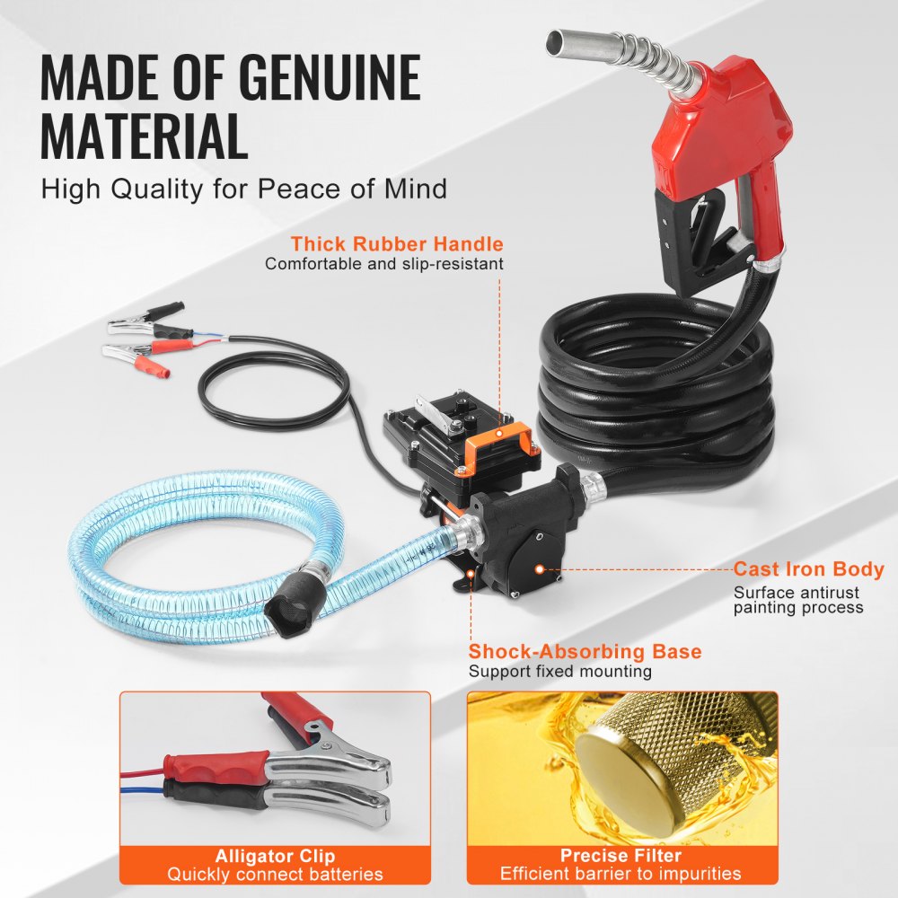 DCEX60A - High Flow 15 GPM Fuel Transfer Pump with 13-Foot Hose