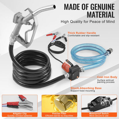 DCEX40A - 5 GPM Portable Diesel Pump with 30ft Lift & Auto Nozzle