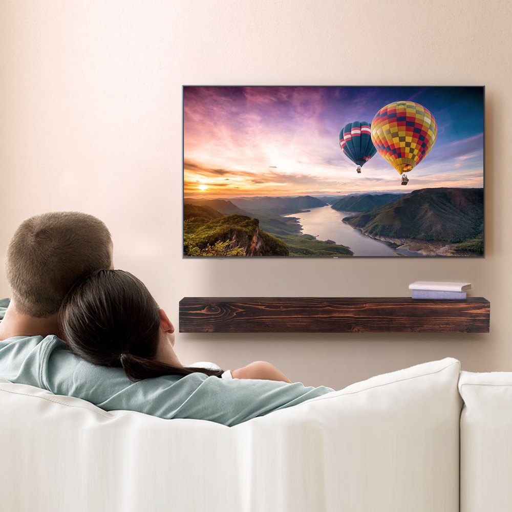 RB48-8-5 - Rustic 48" Floating Mantel Shelf in White Pine Wood