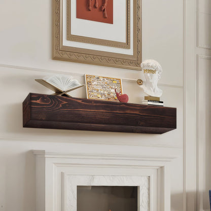 RB48-8-5 - Rustic 48" Floating Mantel Shelf in White Pine Wood