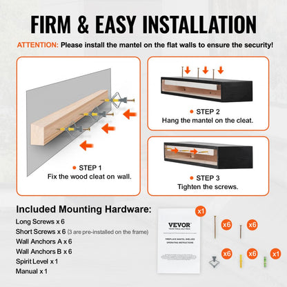 DC48-8-5 - Rustic 48" White Pine Floating Fireplace Mantel Shelf