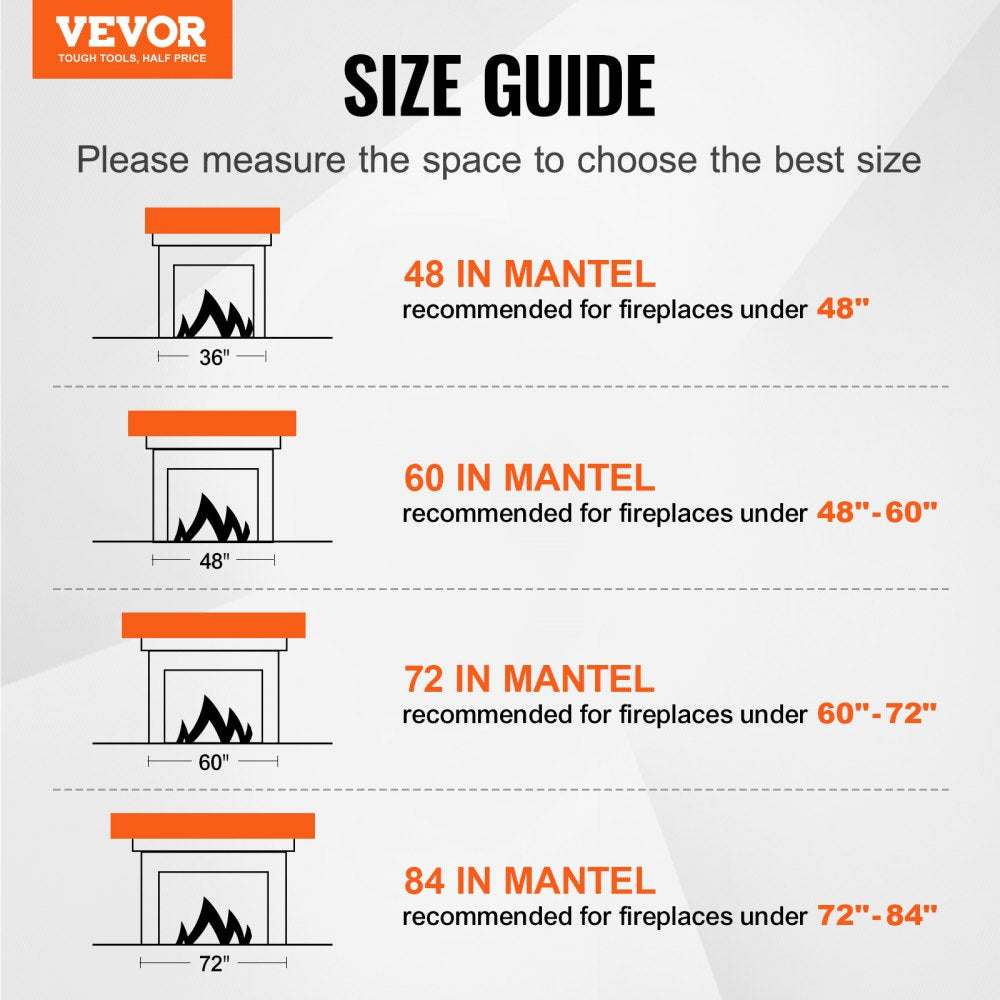 NB60-8-5 - 60" Rustic White Pine Floating Mantel Shelf for Home Decor