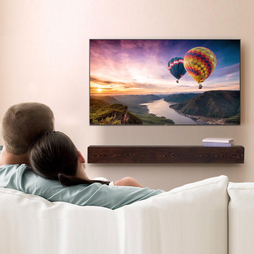 RW72-8-5 - 72" Rustic White Pine Floating Mantel Shelf for Decor