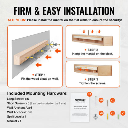 RB72-8-5 - 72" Rustic White Pine Floating Mantel Shelf for Decor