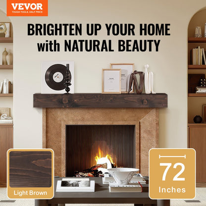 LB72-8-5 - 72" Rustic White Pine Floating Mantel Shelf for Home Décor