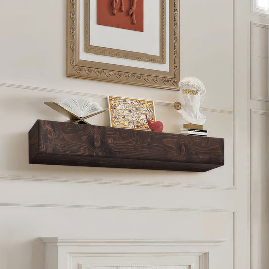 LB72-8-5 - 72" Rustic White Pine Floating Mantel Shelf for Home Décor