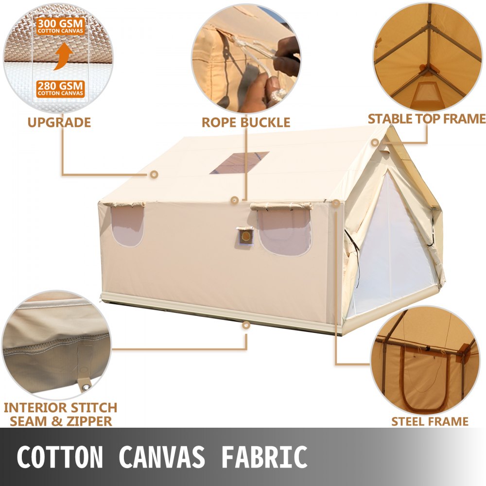 010610129658 - 4-Season 12x14ft Waterproof Canvas Wall Tent for 6-10 People