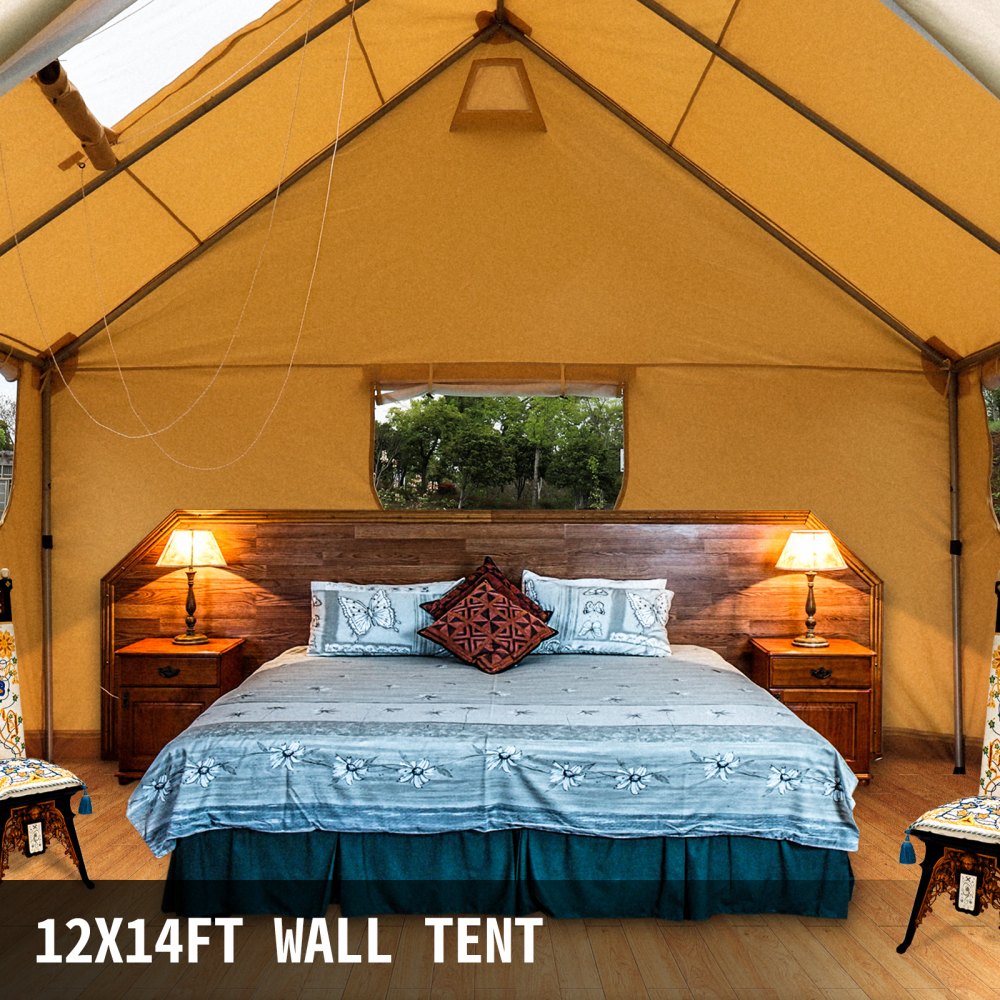 010610129658 - 4-Season 12x14ft Waterproof Canvas Wall Tent for 6-10 People