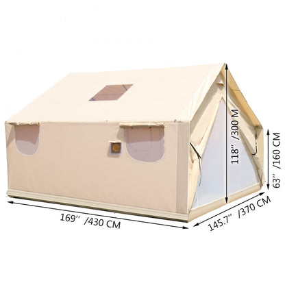 010610129658 - 4-Season 12x14ft Waterproof Canvas Wall Tent for 6-10 People