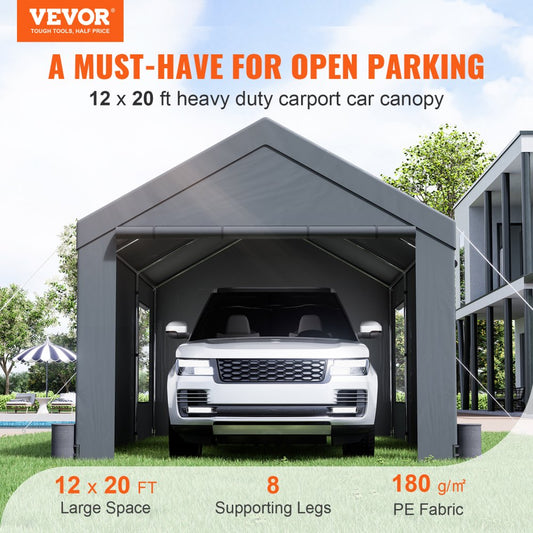 010509782894 - Heavy-Duty 12x20ft Carport with UV-Resistant Canopy and Ventilation