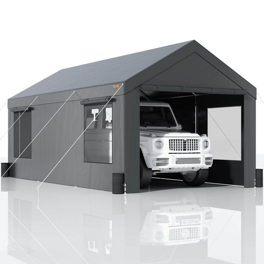 010509782894 - Heavy-Duty 12x20ft Carport with UV-Resistant Canopy and Ventilation