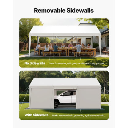 SXYJSCK-FBS10X20FT-W - Durable 10x20FT Carport Canopy with Removable Sidewalls