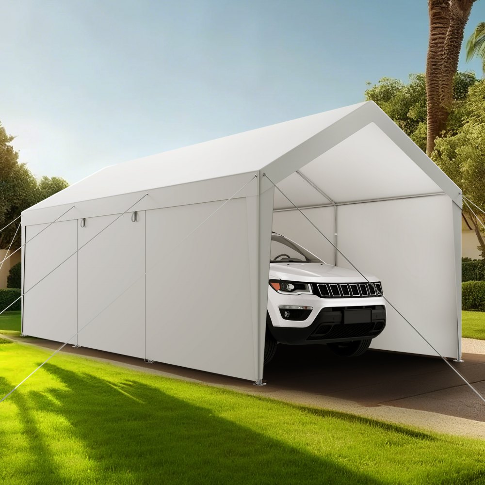 SXYJSCK-FBS10X20FT-W - Durable 10x20FT Carport Canopy with Removable Sidewalls