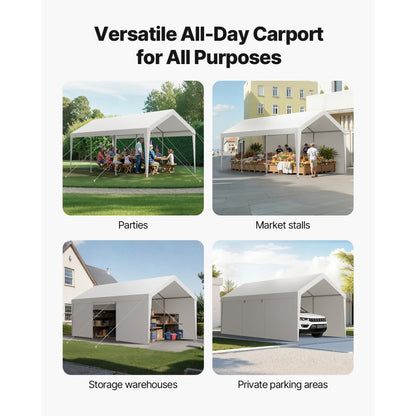 SXYJSCK-FBS12X20FT-W - 12x20 FT Heavy Duty Carport with Removable Sidewalls