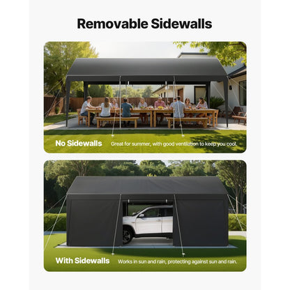 SXYJSCK-FBS10X20FT-G - 10x20FT Heavy Duty Portable Carport with Sidewalls