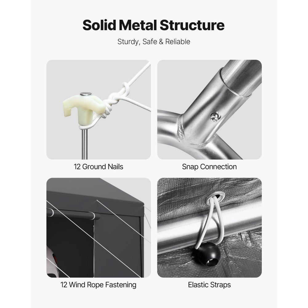 SXYJSCK-FBS12X20FT-G - 12x20ft Heavy Duty Portable Carport with Steel Frame