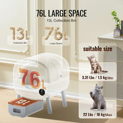 CATBOX-NEO-B - 76L Smart Self-Cleaning Cat Litter Box with Odor Control