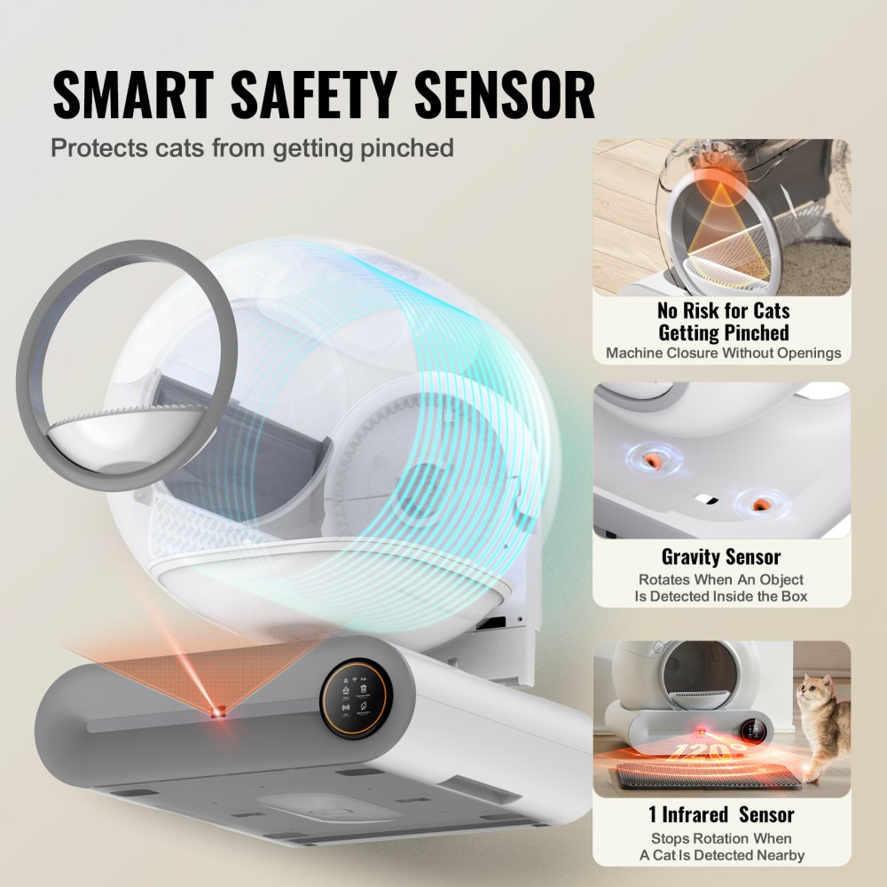 HS-002 - Smart 65L Cat Litter Box with Odor Control & Sensors