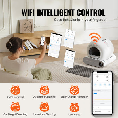 HS-002 - Smart 65L Cat Litter Box with Odor Control & Sensors