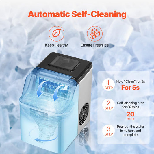 HZB-20AF/S - Portable Ice Maker Producing 45 lbs/24h with Easy Operation