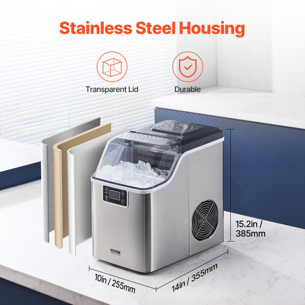 HZB-20AF/S - Portable Ice Maker Producing 45 lbs/24h with Easy Operation