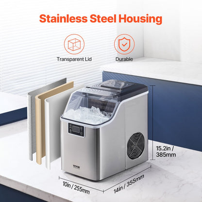 HZB-20AF/S - Portable Ice Maker Producing 45 lbs/24h with Easy Operation