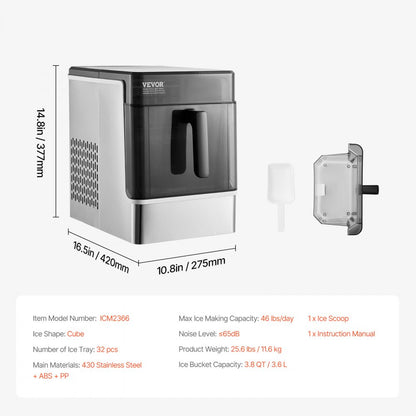 ICM2366 - 50Lbs/24H Portable Ice Maker with 3 Sizes Ice Cubes