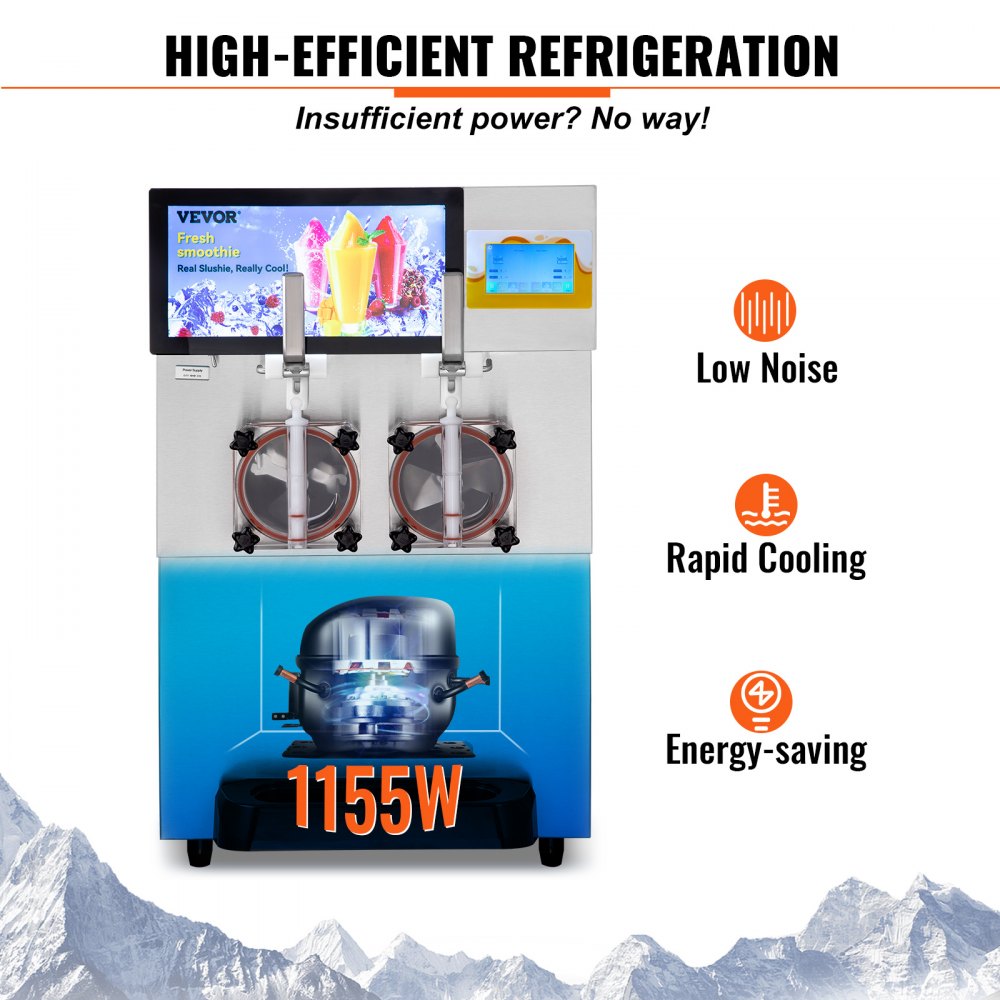 XRJF-21 - 18L Stainless Steel Double Bowl Slushy Machine for Cocktails & Smoothies